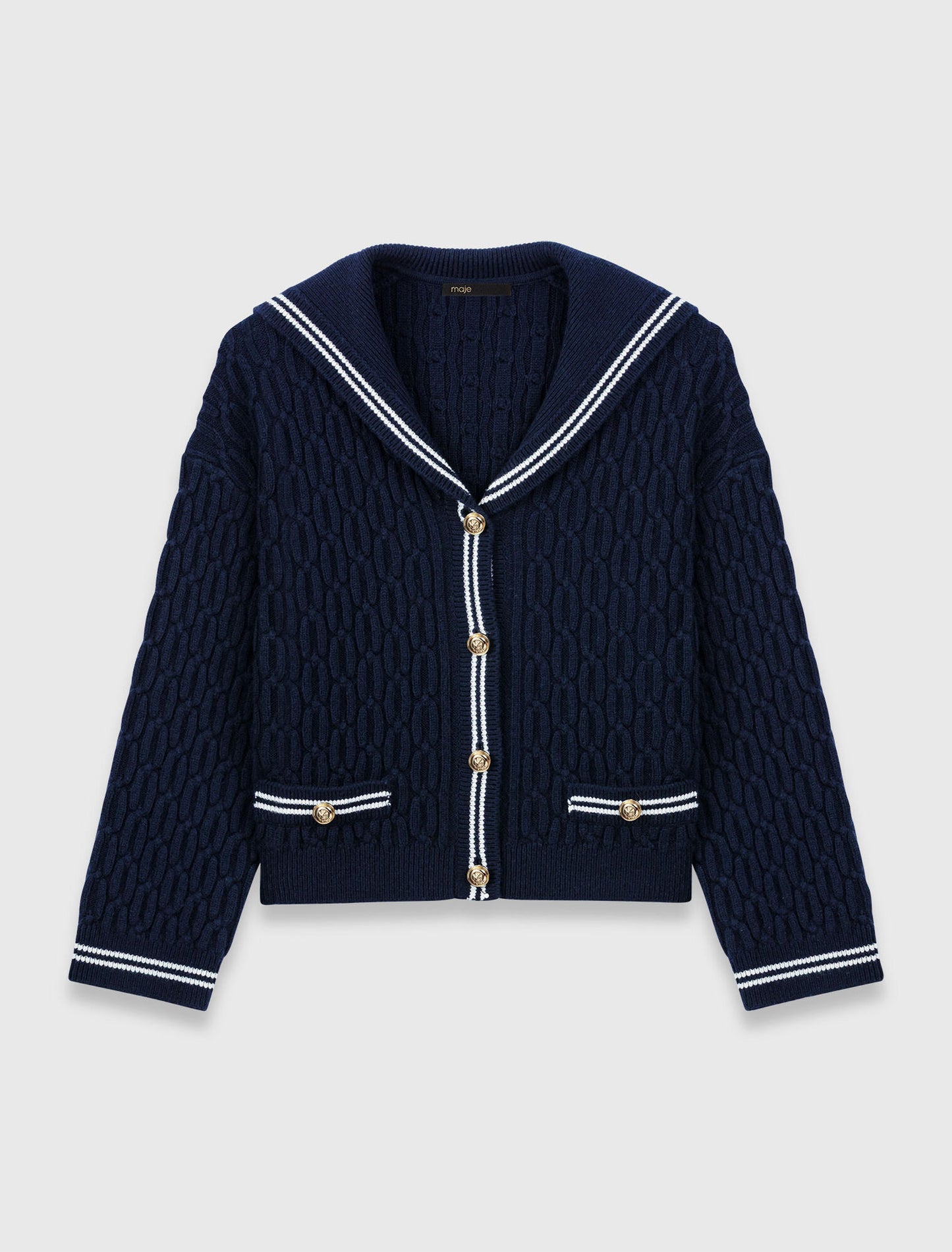 Cárdigan trenzado cuello barco