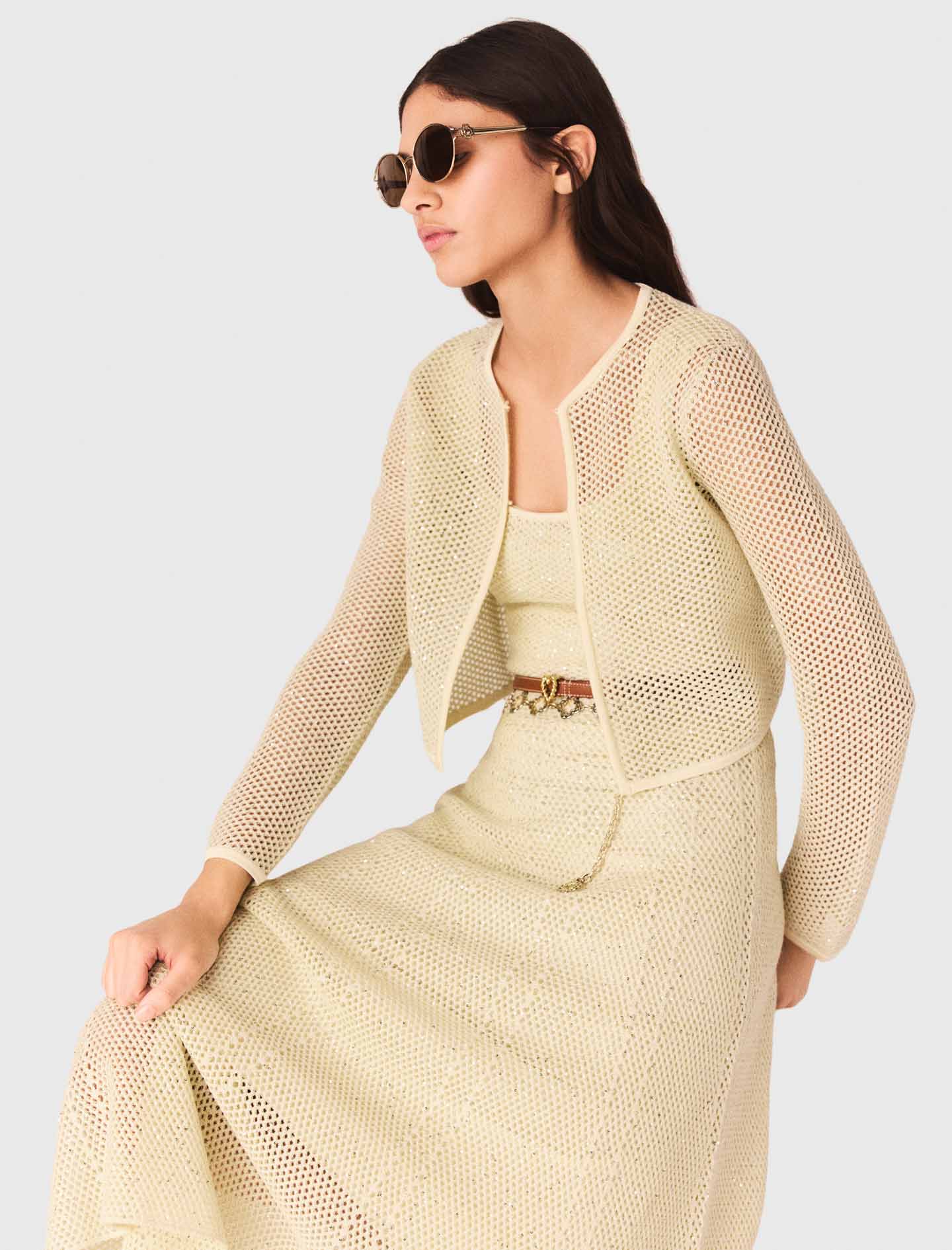 Cárdigan de punto con strass
