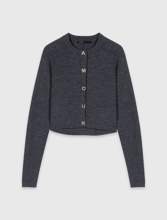 Cárdigan acanalado de cuello caja