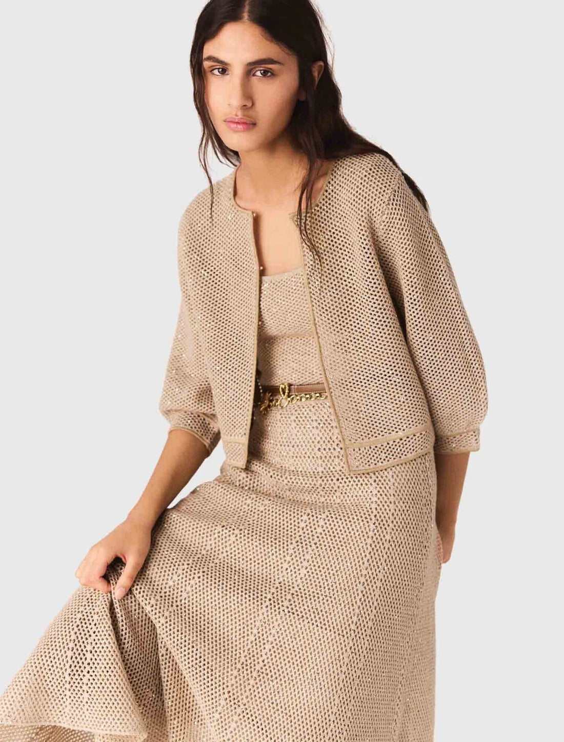 Cárdigan de punto con strass