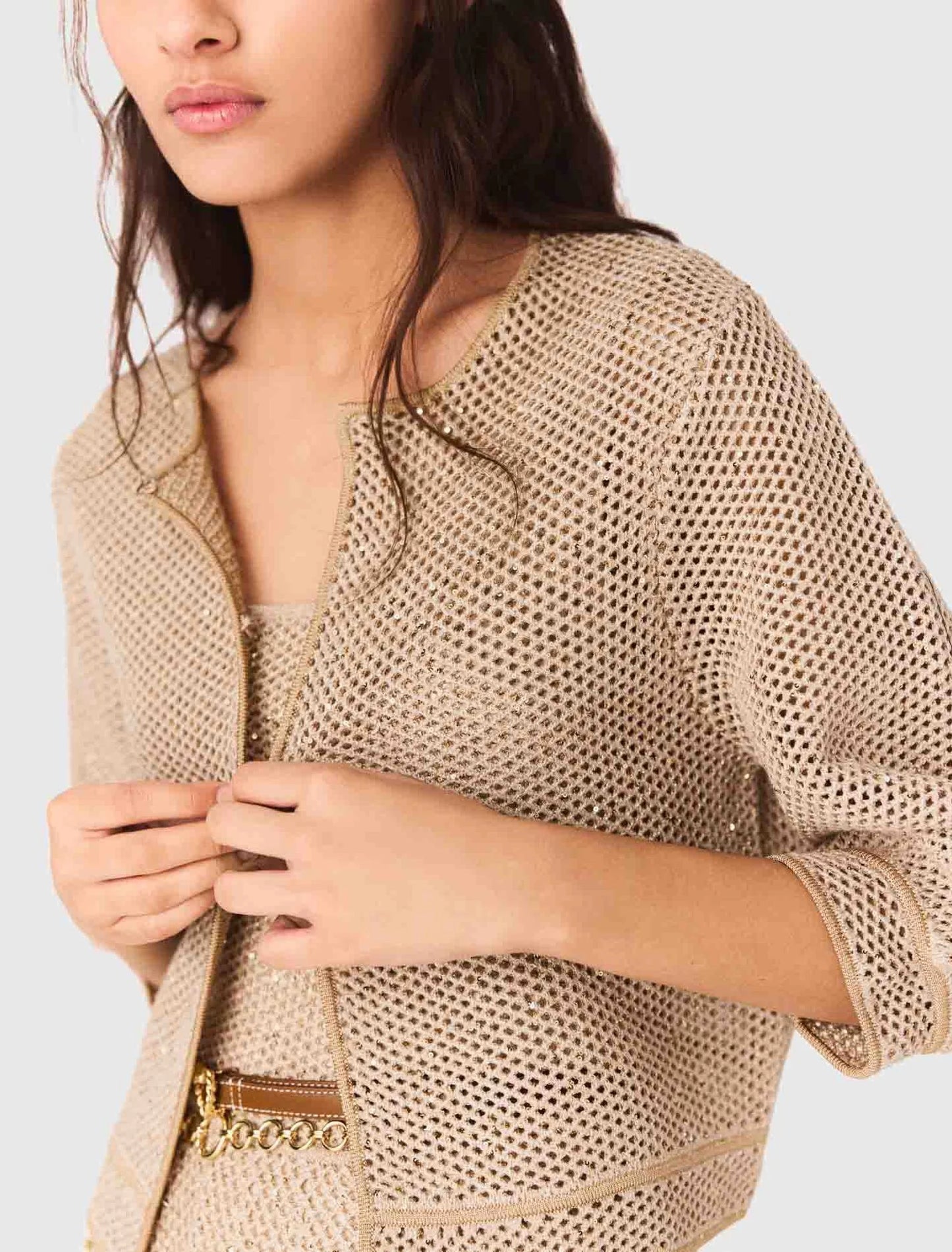 Cárdigan de punto con strass