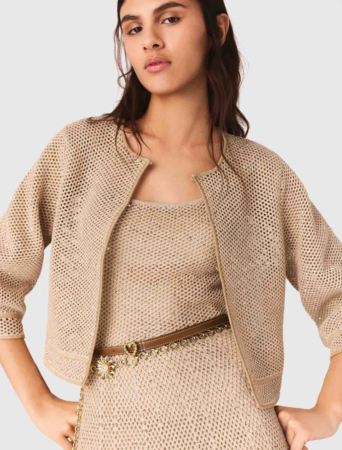 Cárdigan de punto con strass