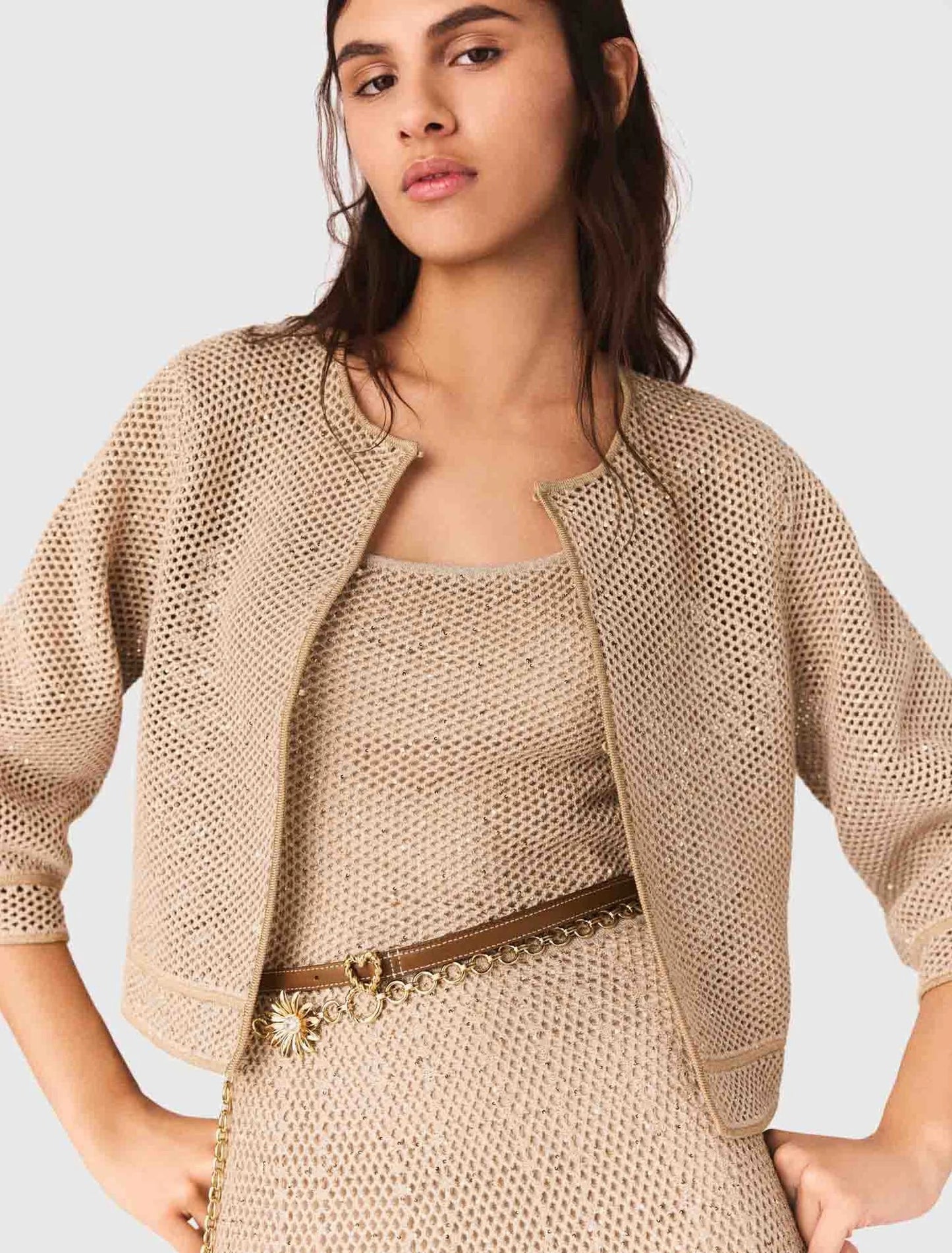 Cárdigan de punto con strass