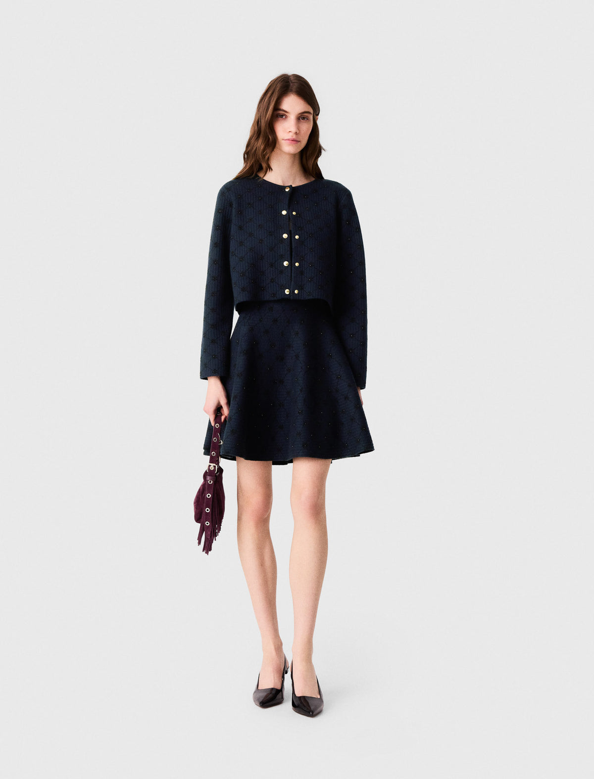 Cárdigan jacquard con lentejuelas
