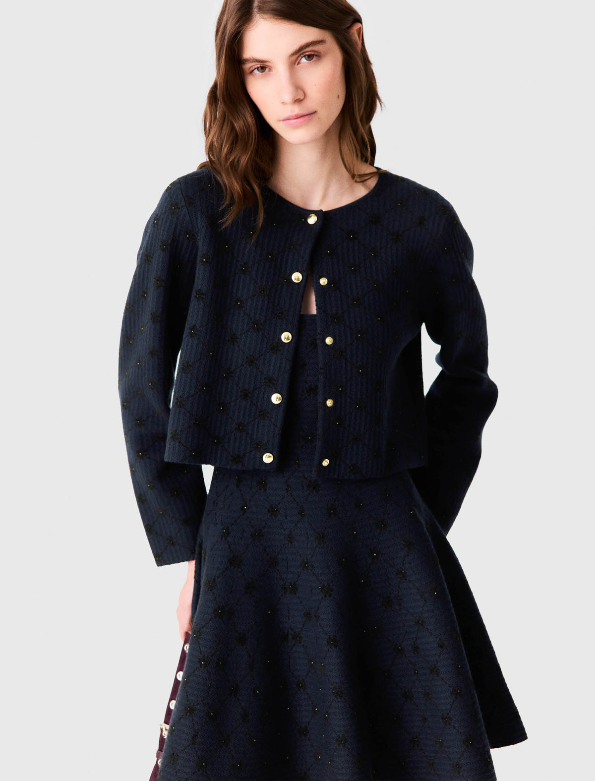 Cárdigan jacquard con lentejuelas