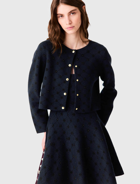Cárdigan jacquard con lentejuelas