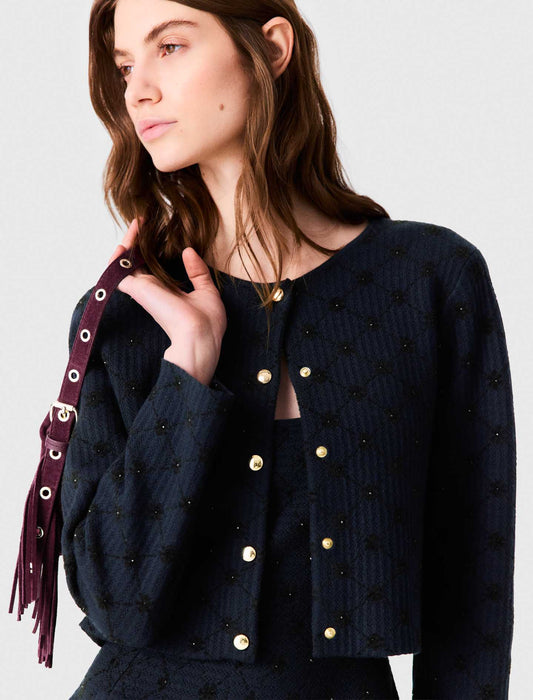 Cárdigan jacquard con lentejuelas