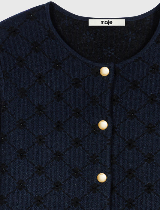 Cárdigan jacquard con lentejuelas