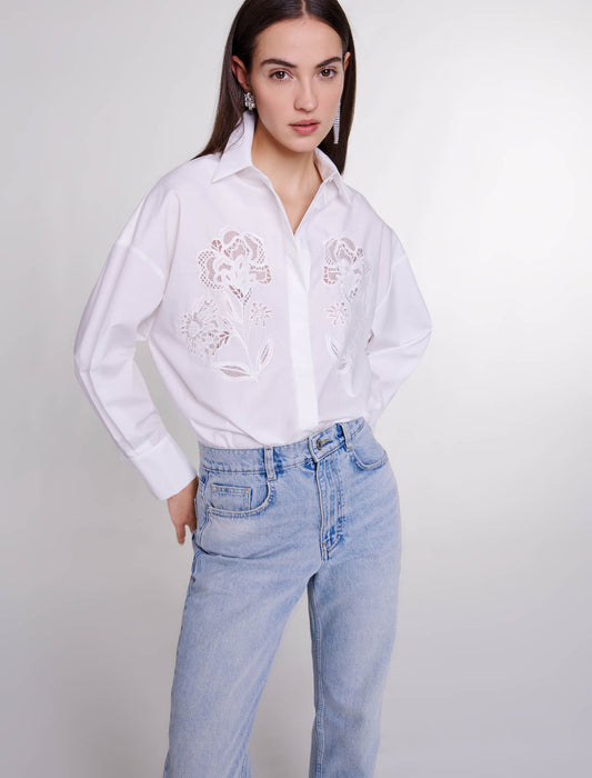 Camisa de popelina de ganchillo