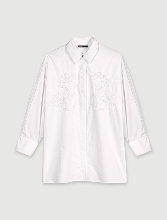 Camisa de popelina de ganchillo