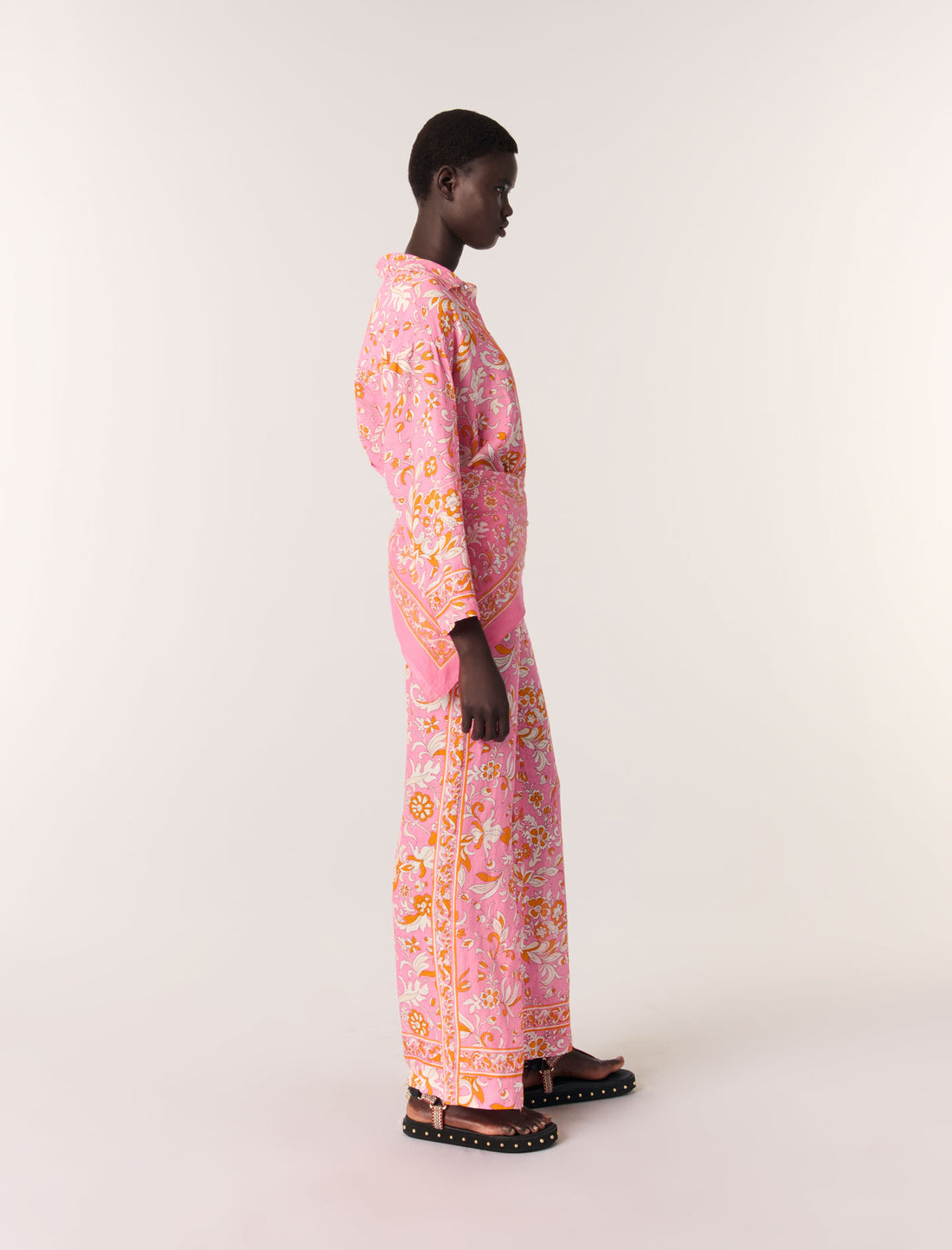 Camisa fluida de lino estampada