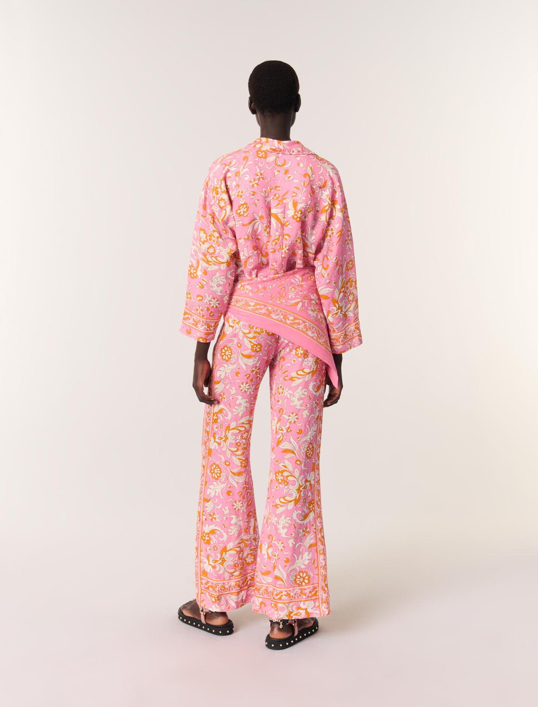 Camisa fluida de lino estampada