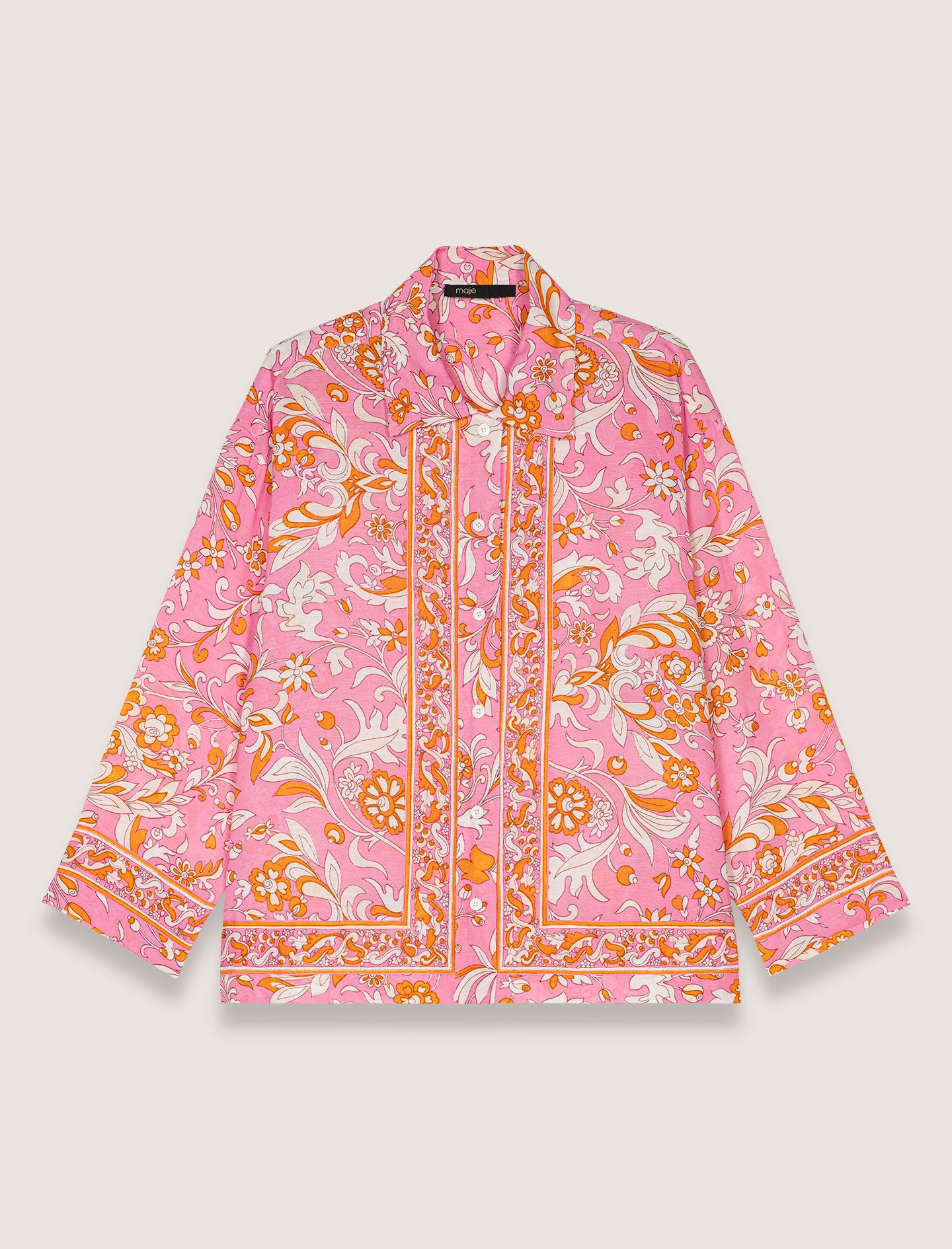 Camisa fluida de lino estampada