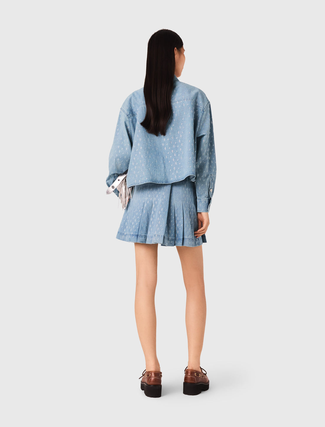 Camisa corta vaquera con strass