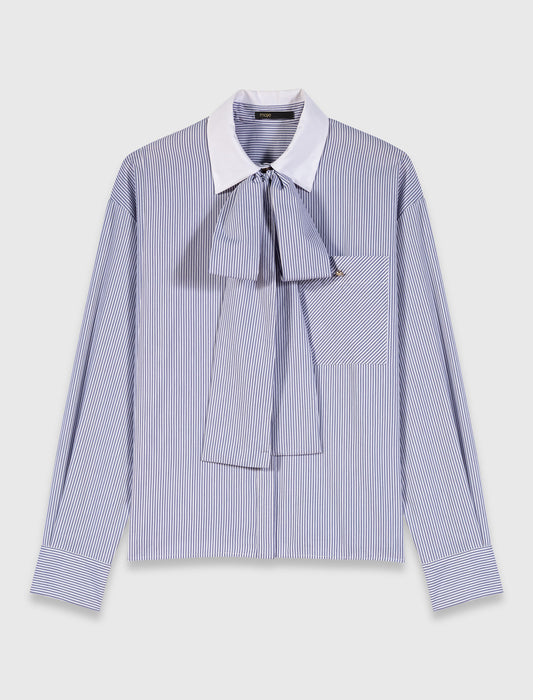 Camisa de rayas con cuello lavallière