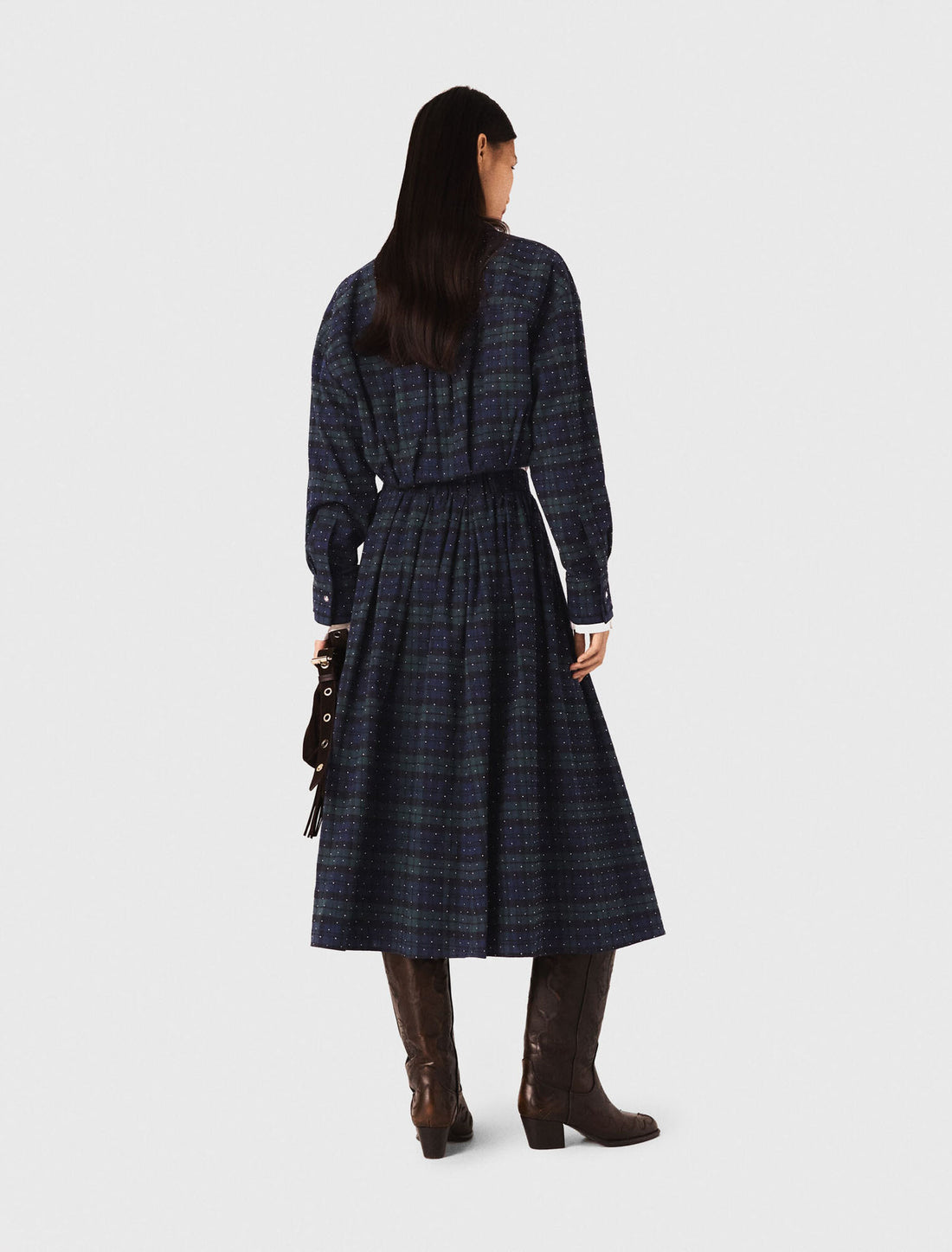 Camisa corta de cuadros con pedrería