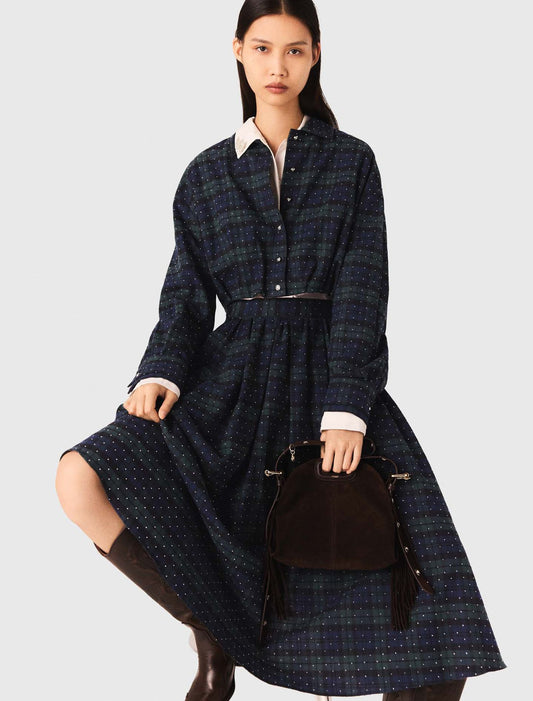 Camisa corta de cuadros con pedrería