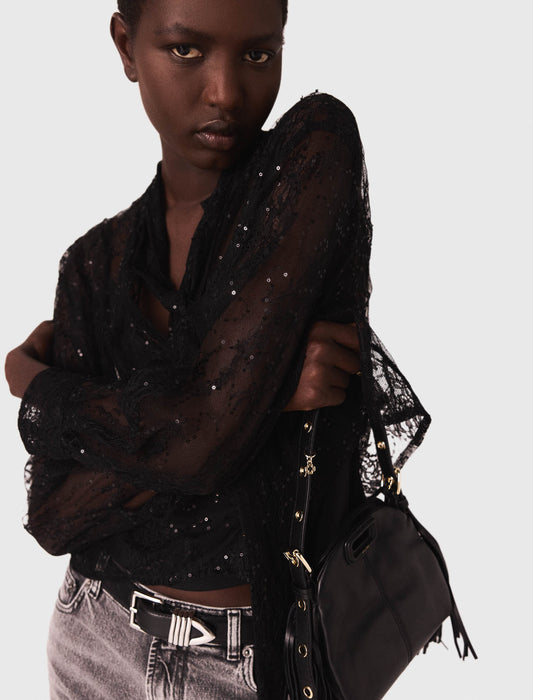 Camisa de encaje con lazada