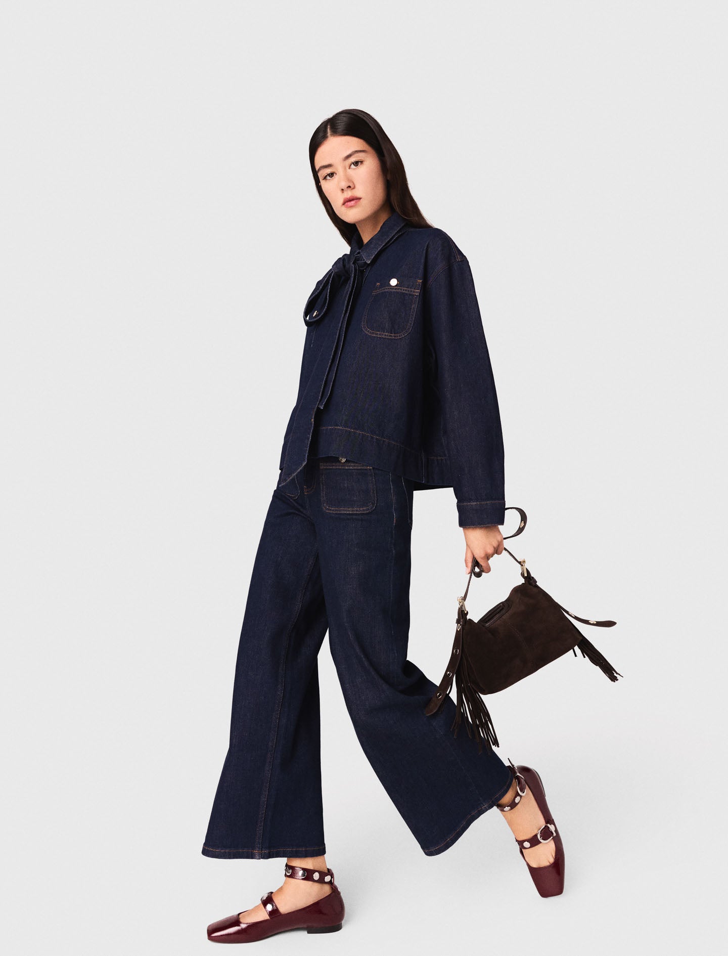 Camisa vaquera con lavallière