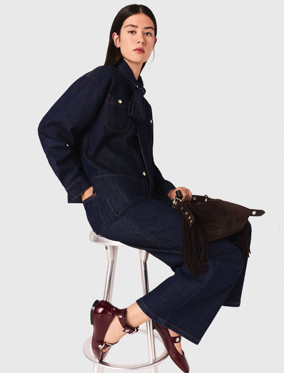 Camisa vaquera con lavallière