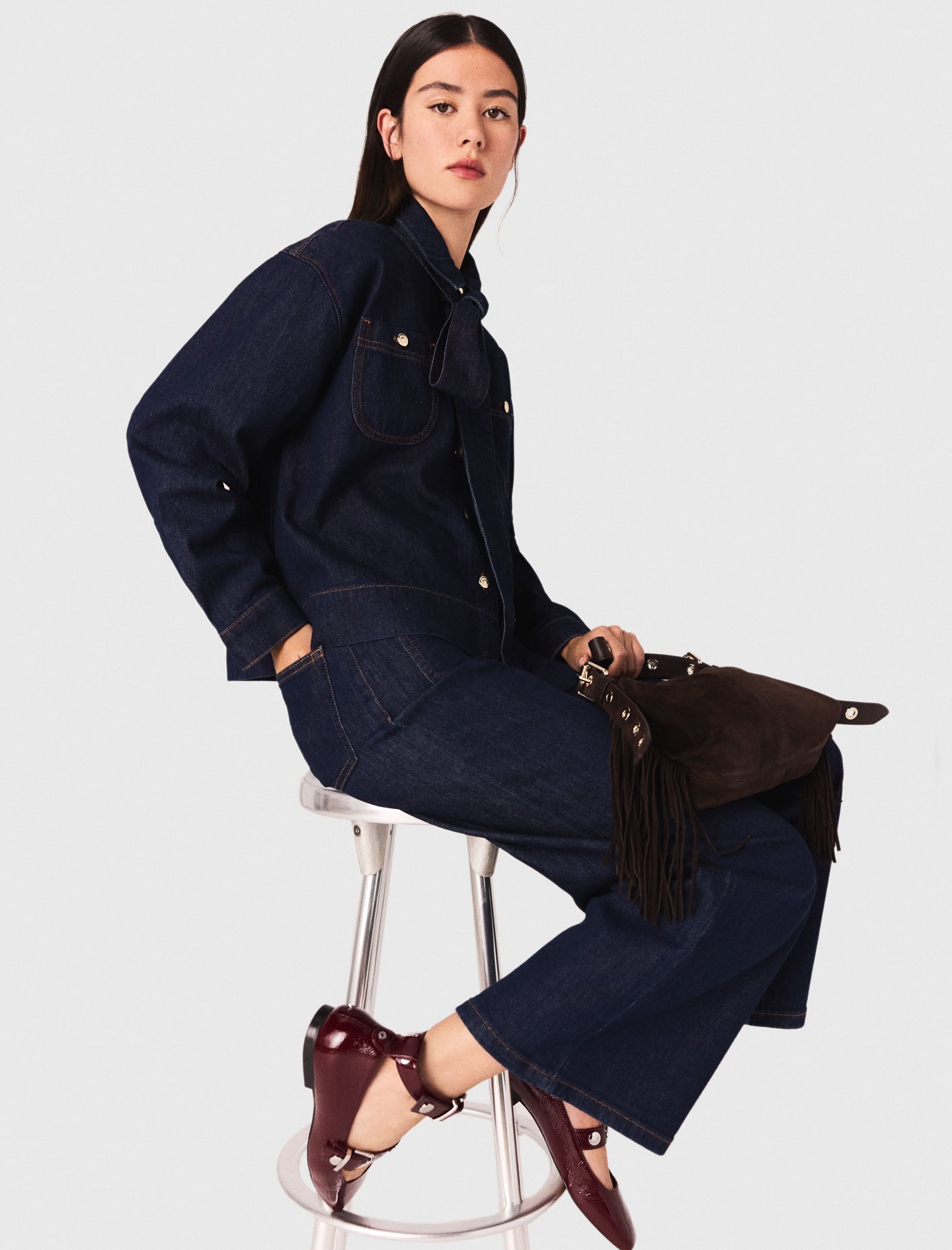 Camisa vaquera con lavallière