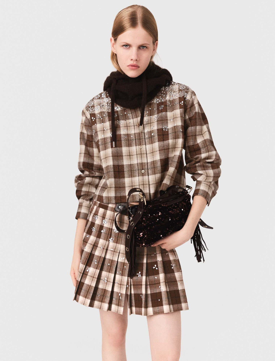 Camisa de cuadros con pedrería