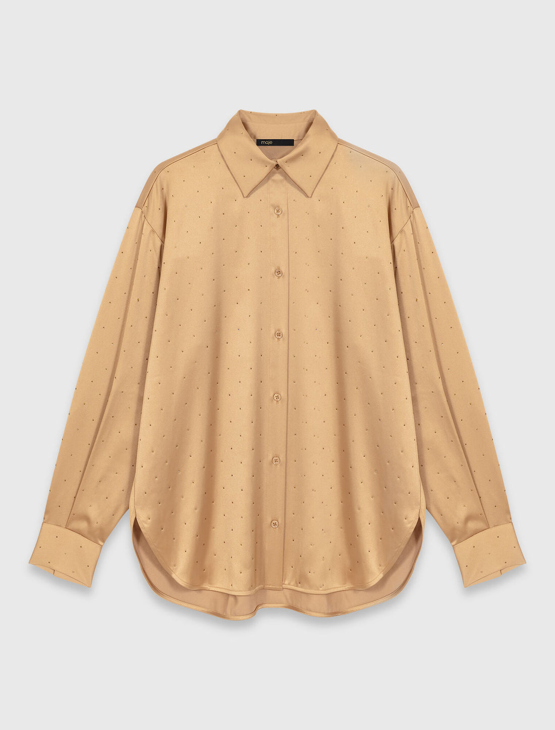 Camisa satinada con pedrería