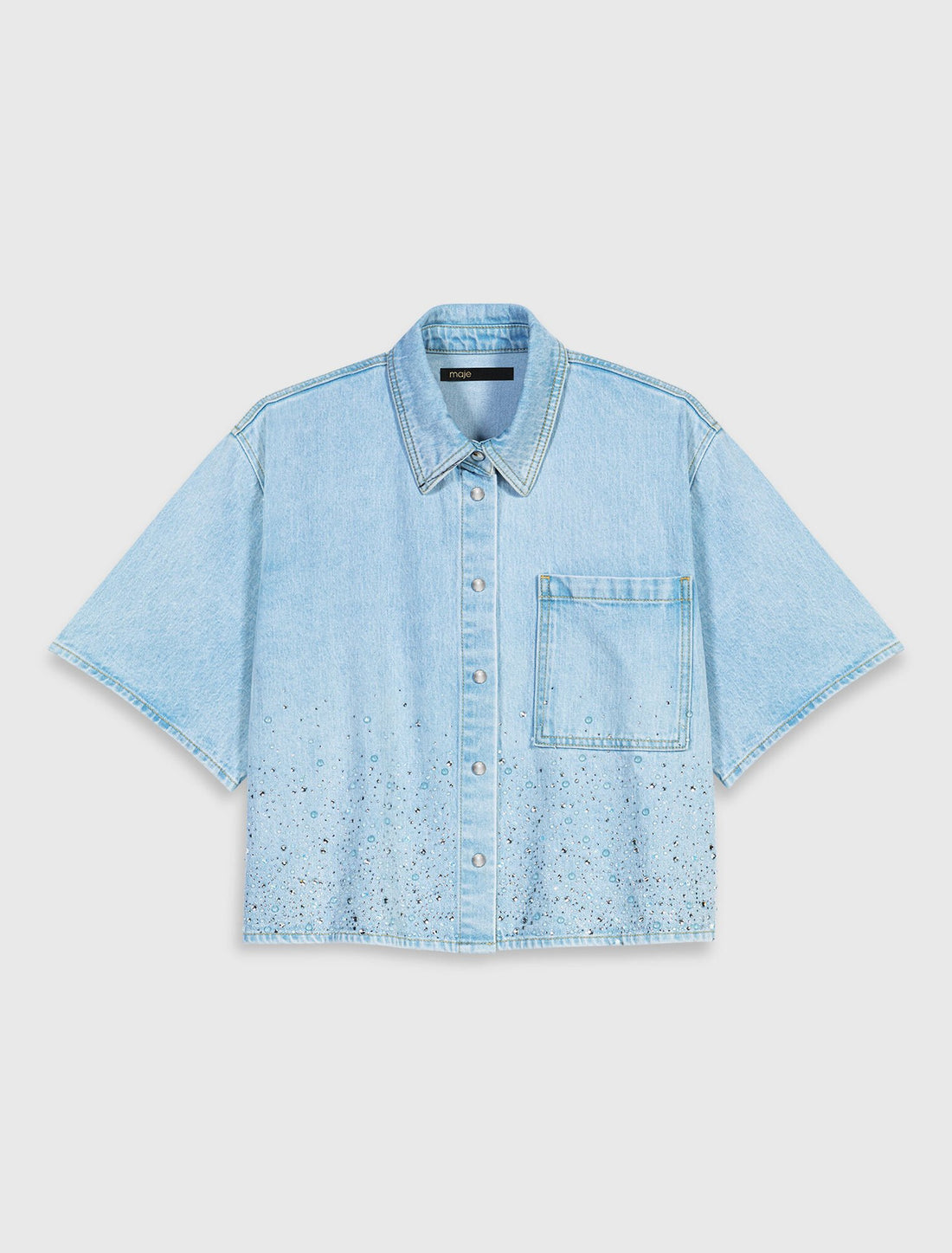 Camisa corta vaquera con strass