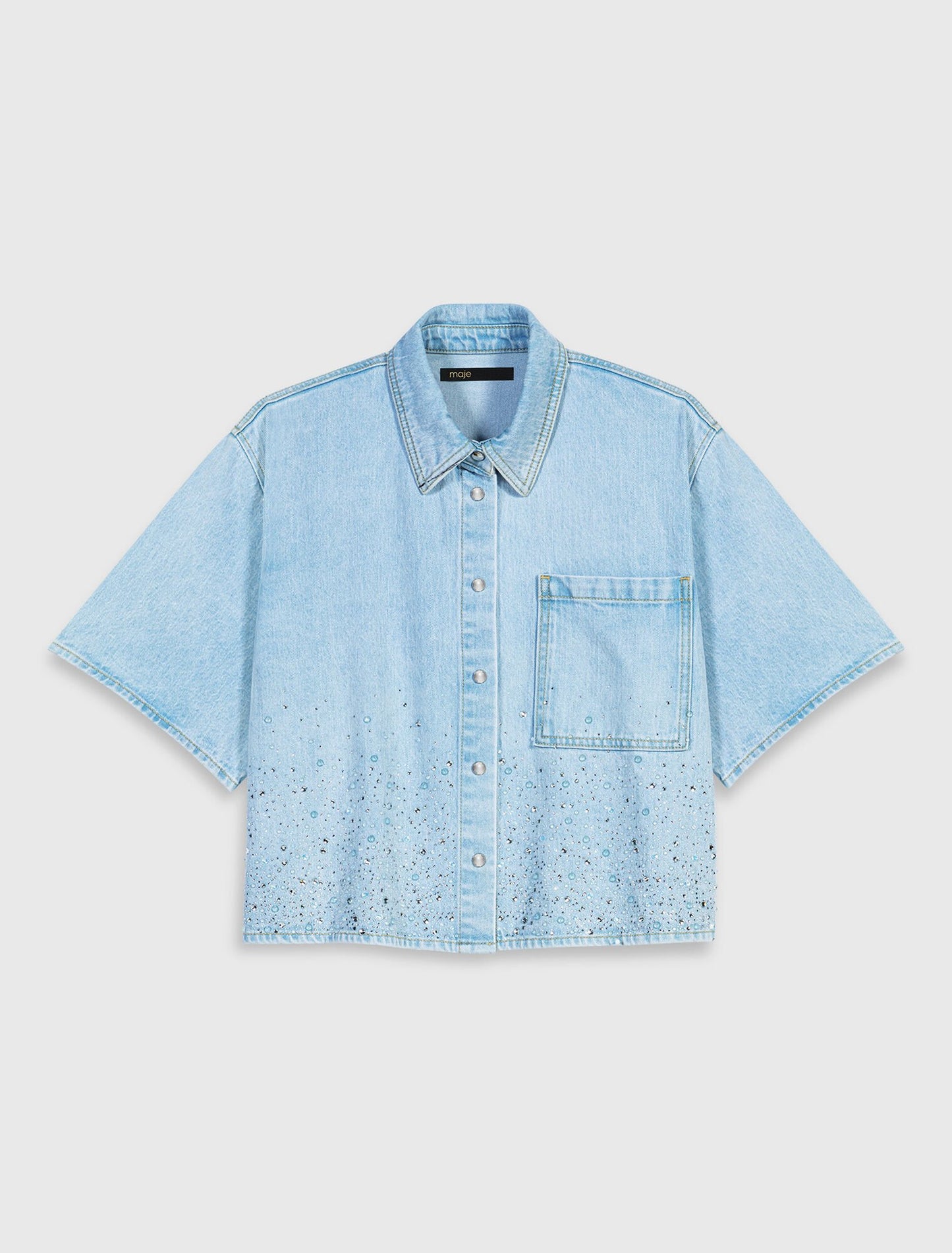 Camisa corta vaquera con strass