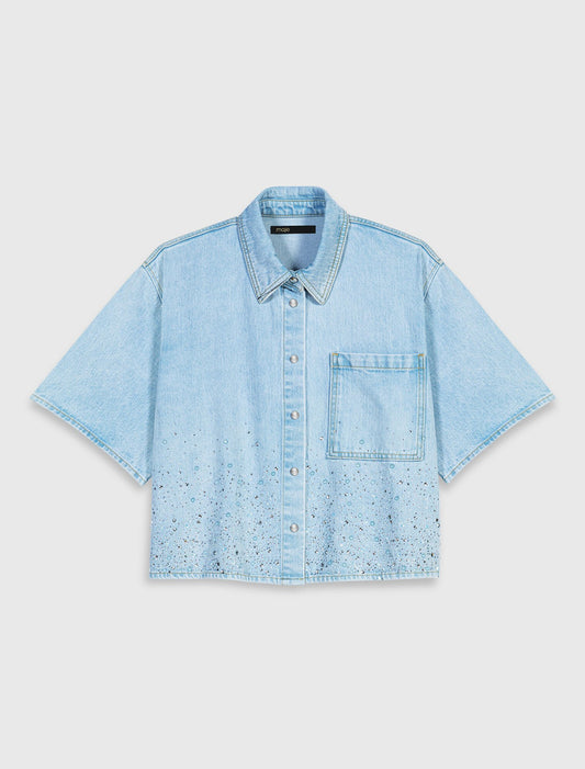 Camisa corta vaquera con strass