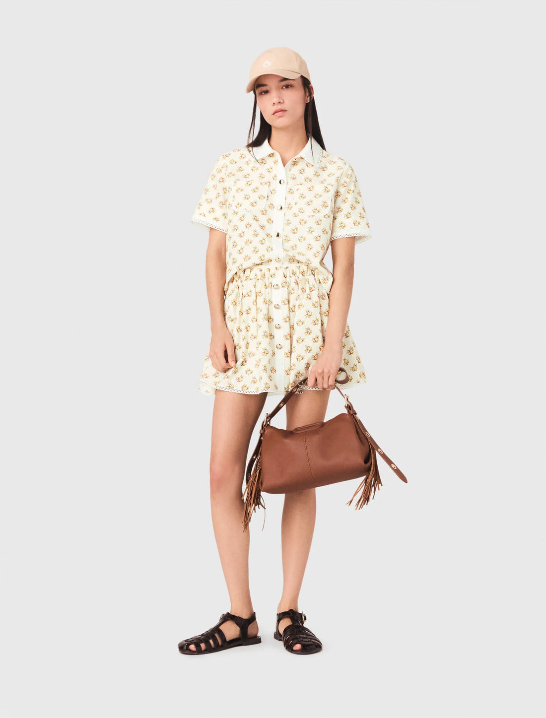 Camisa estampada con piquillo