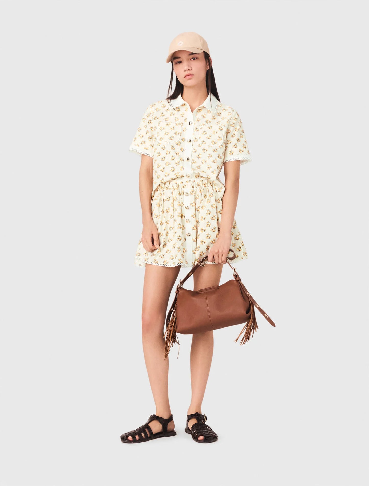 Camisa estampada con piquillo