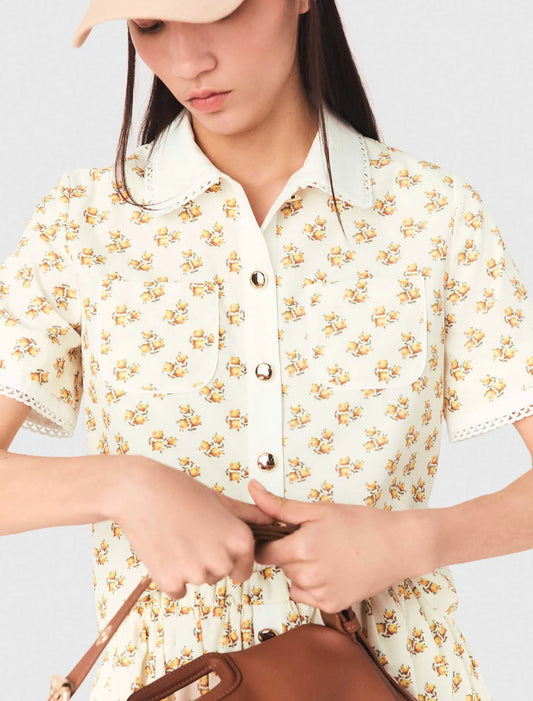 Camisa estampada con piquillo