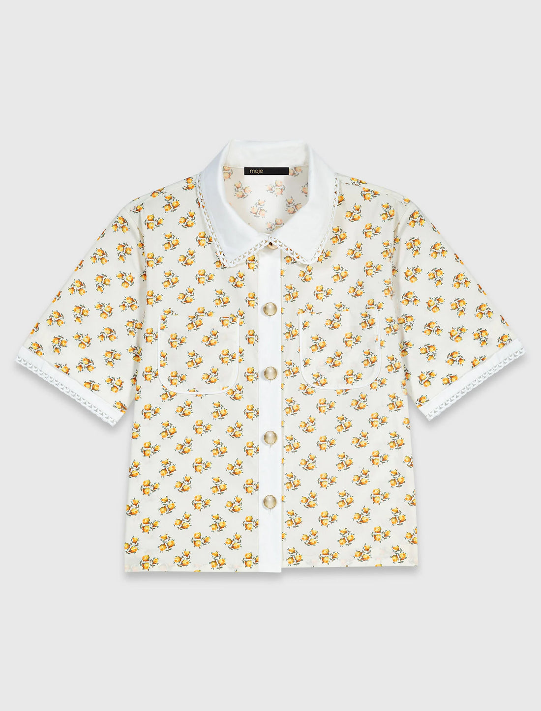 Camisa estampada con piquillo