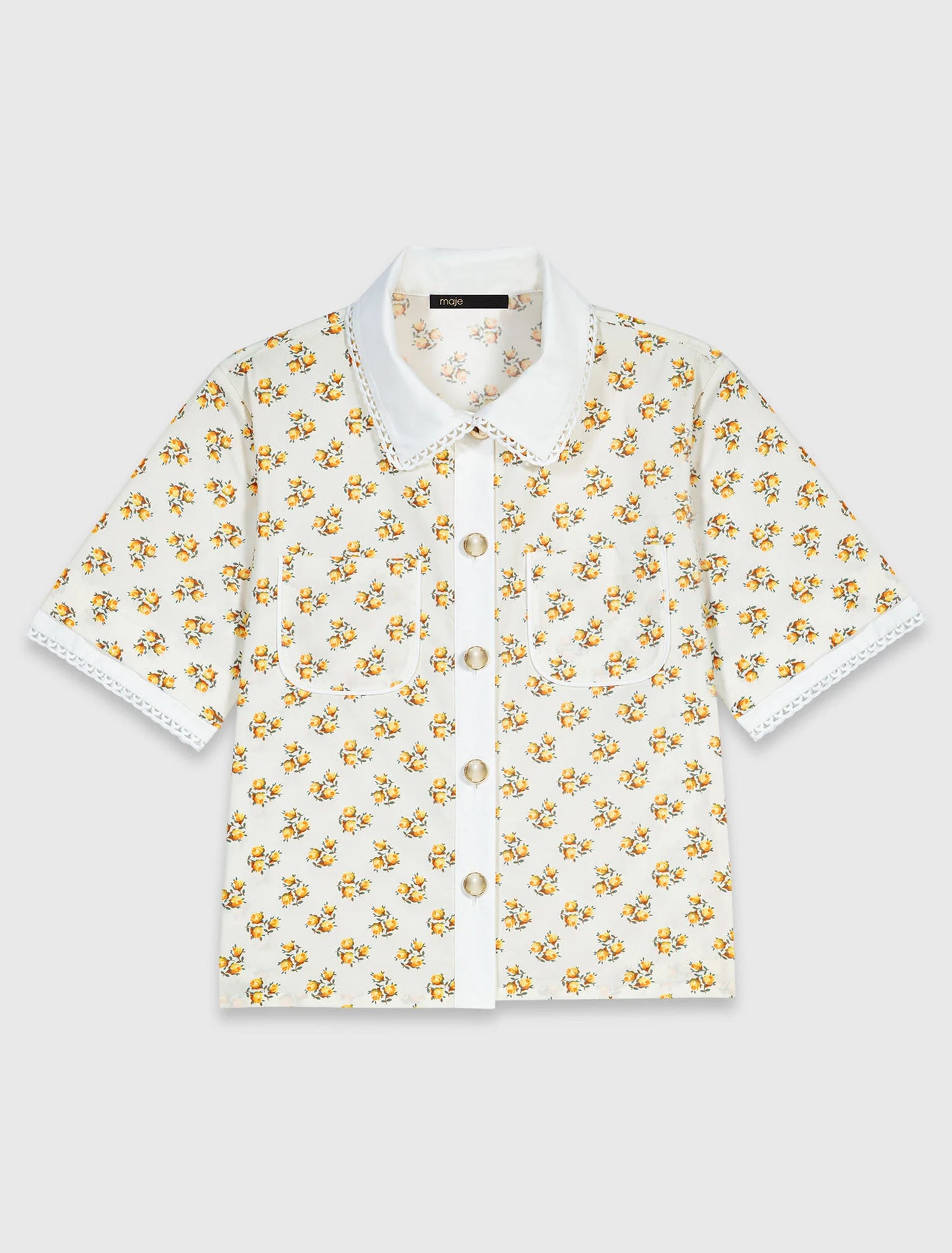 Camisa estampada con piquillo