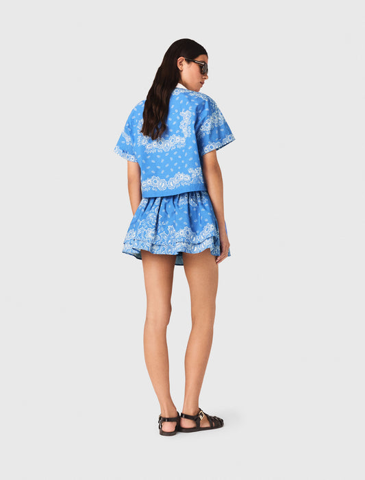 Camisa estampada cuello contraste