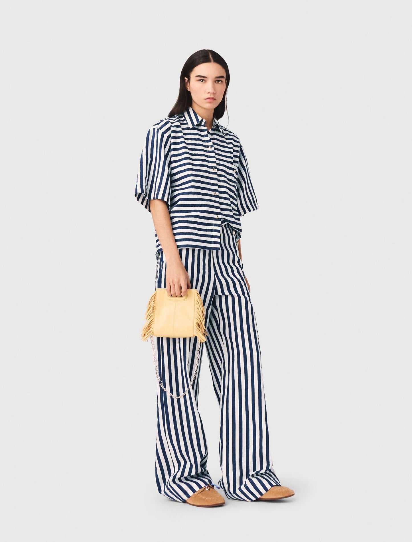 Camisa corta de lino mezcla