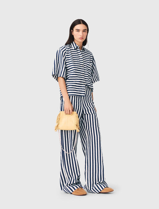 Camisa corta de lino mezcla