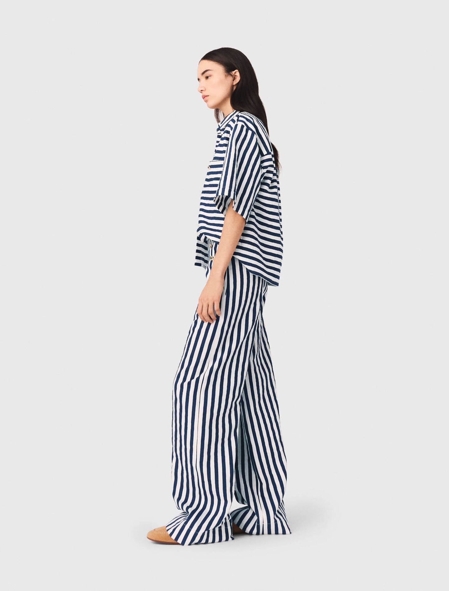 Camisa corta de lino mezcla