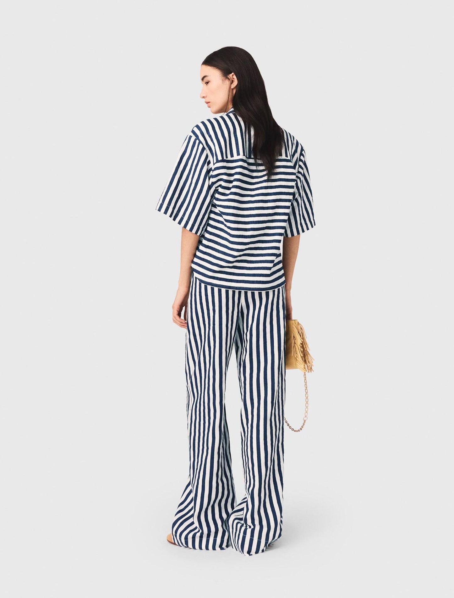 Camisa corta de lino mezcla