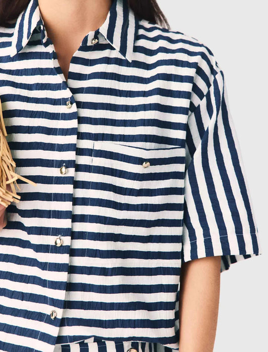 Camisa corta de lino mezcla