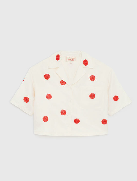 Camisa de lino y seda bordada