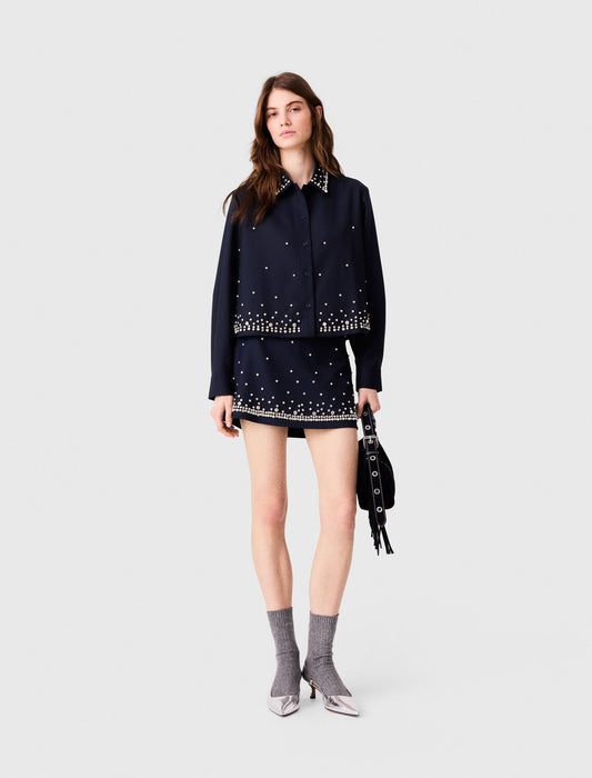Camisa corta bordada con strass
