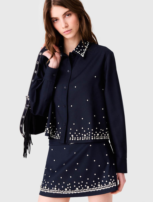 Camisa corta bordada con strass