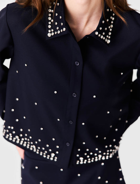 Camisa corta bordada con strass