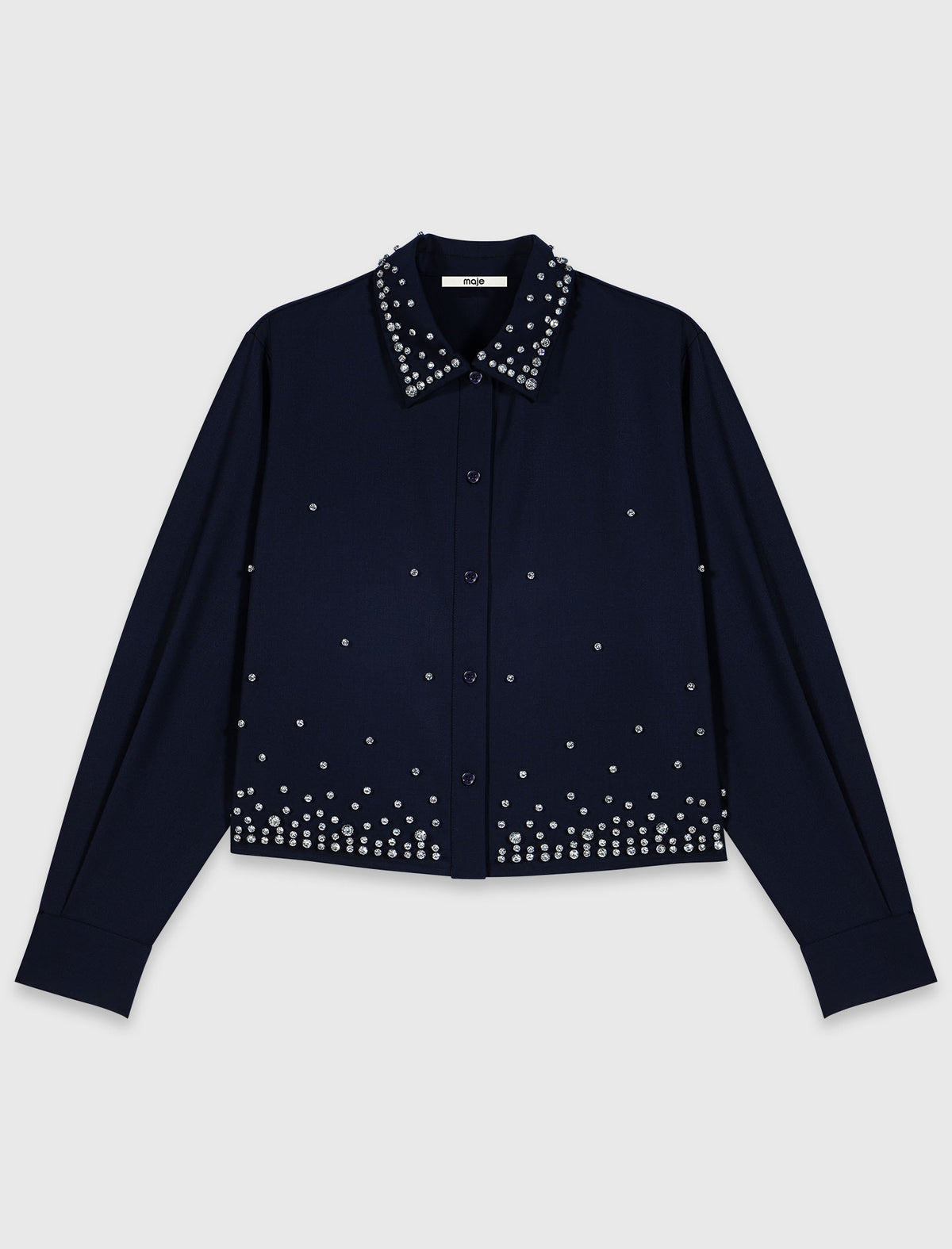 Camisa corta bordada con strass