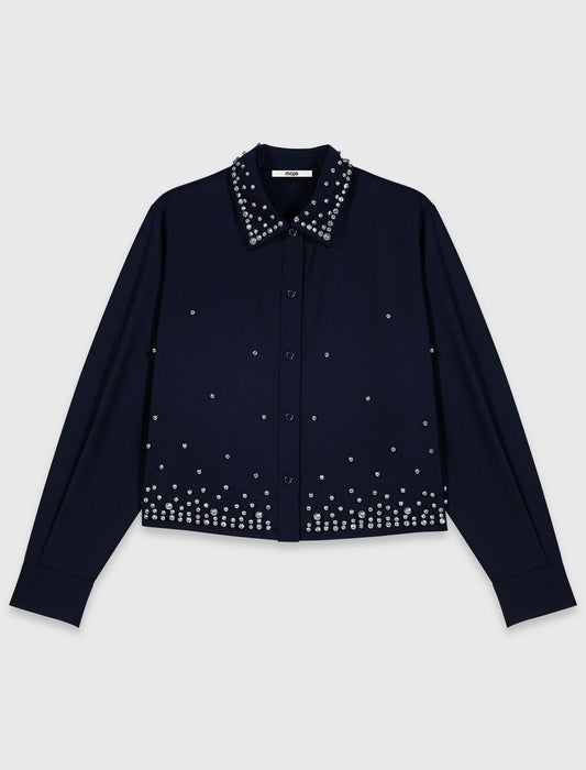 Camisa corta bordada con strass