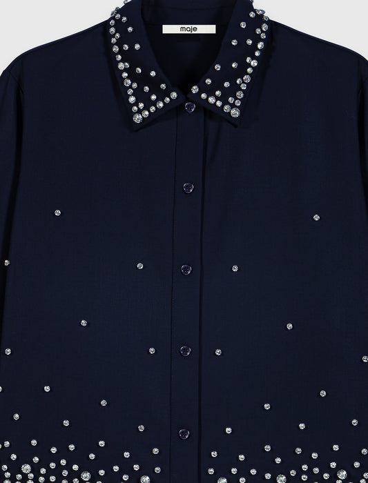 Camisa corta bordada con strass