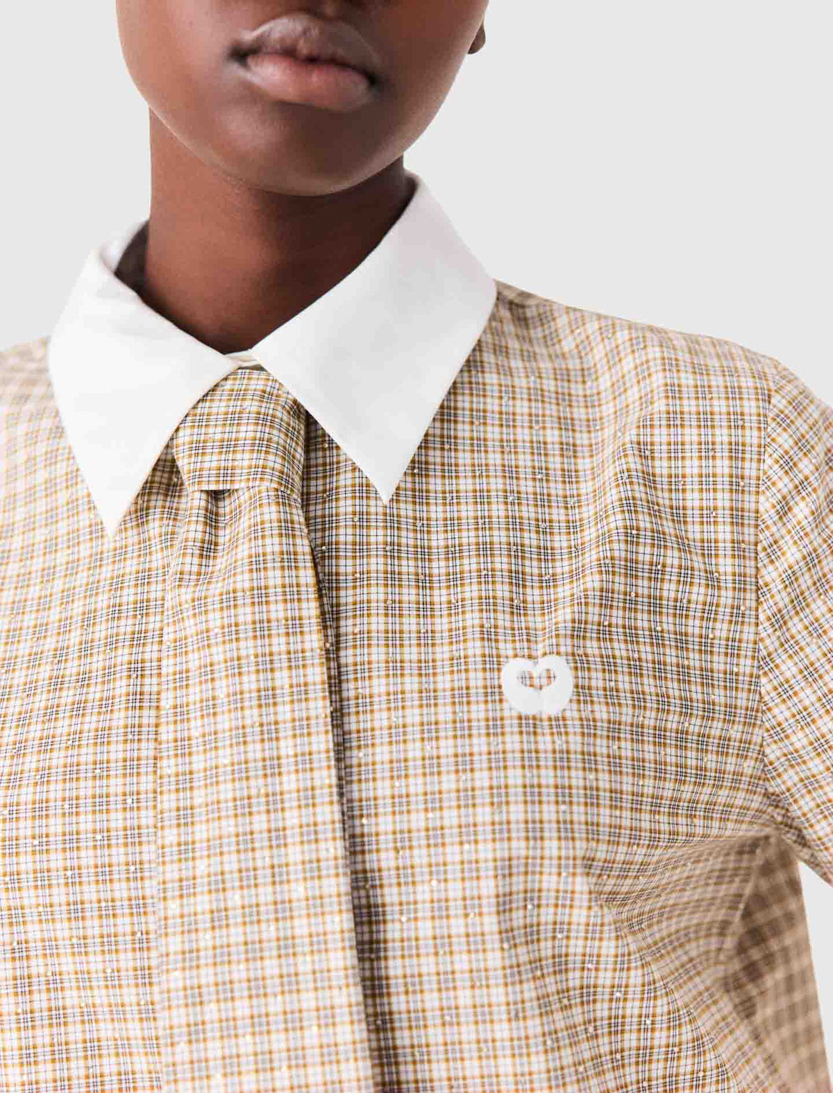Camisa corta de cuadros con strass