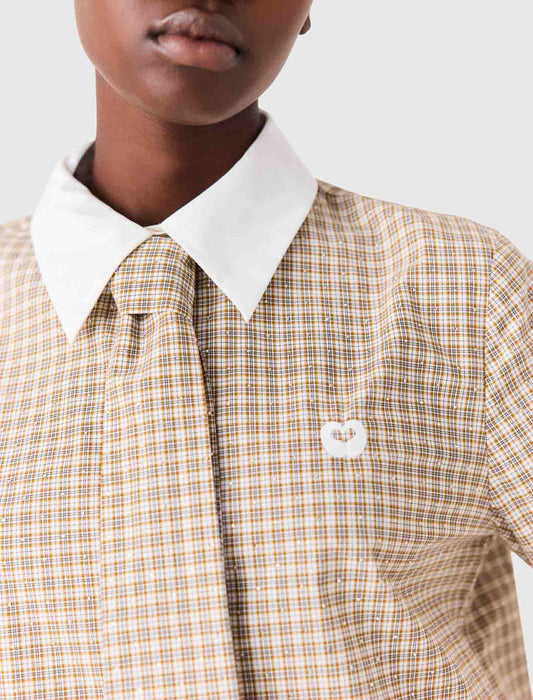 Camisa corta de cuadros con strass